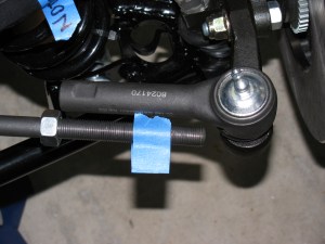 The driver side steering rack tie rod seems too long - but wait - something is amiss. .. 