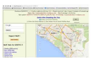 FindU.com APRS display of the KH6WZ-5 location beacon at the 2013 OC Mini Maker Faire at UCI