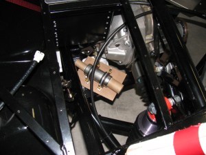 Type 65 Coupe fuel pump possible location. This is the external pump that came with the MSD Atomic EFI kit. The first fuel filter will mount to the battery box.