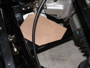 Using CAD - cardboard aided design, the fuel pump mounting plate is taking shape.